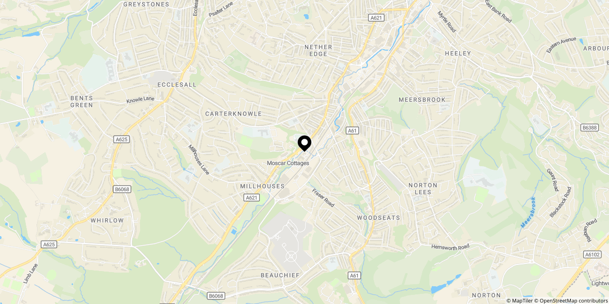 Approximate location of Sheafside, Archer Mews, Millhouses, S8 0JY
