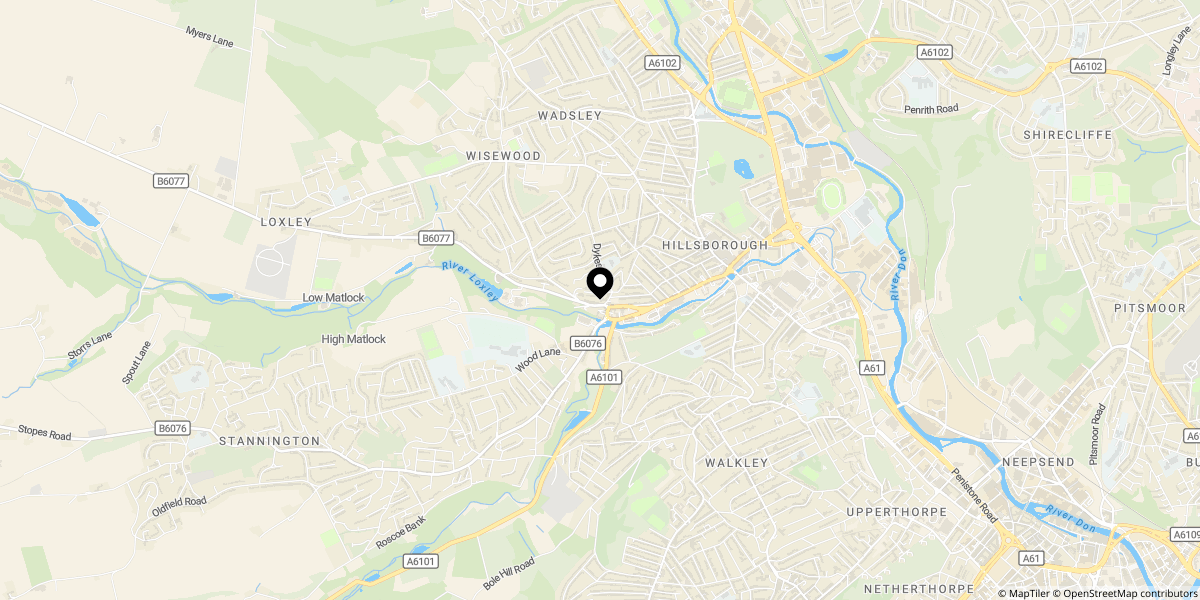 Approximate location of Loxley Road, Sheffield, S6 4TG