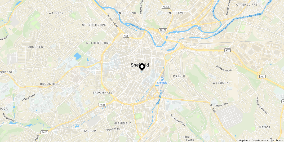 Approximate location of St. Pauls Square, Sheffield, S1 2LB